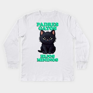 Padres gatos, hijos mininos Kids Long Sleeve T-Shirt